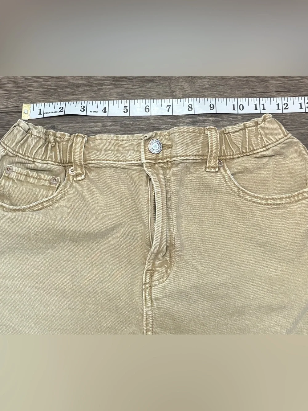 GAP Girls Tan Elastic-Waist Denim Shorts